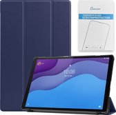 Case2go - Tablet hoes & Screenprotector geschikt voor Lenovo Tab M10 (TB-X306F) - 10.1 Inch - Auto Wake/Sleep functie - Donker Blauw