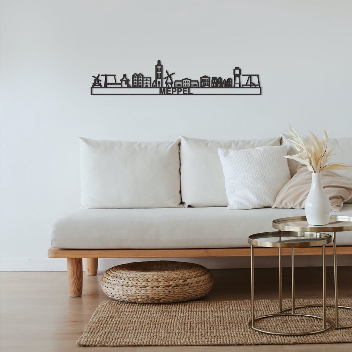 Skyline Meppel Zwart Mdf 130 Cm Wanddecoratie Voor Aan De Muur Met Tekst City Shapes