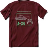 A34 Comet leger T-Shirt | Unisex Army Tank Kleding | Dames / Heren Tanks ww2 shirt | Blueprint | Grappig bouwpakket Cadeau - Burgundy - L