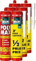 Bison poly max express - montagelijm - extra sterk - wit - 6 x 425 gram