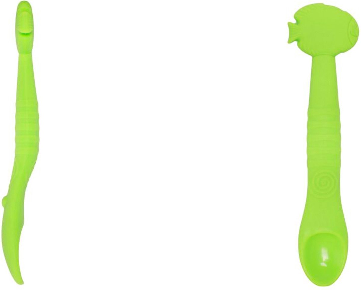 Baby siliconen lepel visvorm blauw