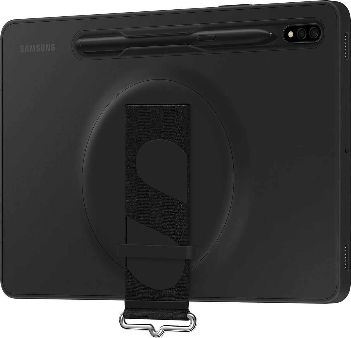 Samsung Galaxy Tab S8 - Siliconen Hoesje met Strap - Zwart
