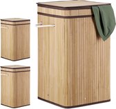 Relaxdays 3x wasmand bamboe - wasbox opvouwbaar - 70L - vierkant - 63x36x36 cm - natuur