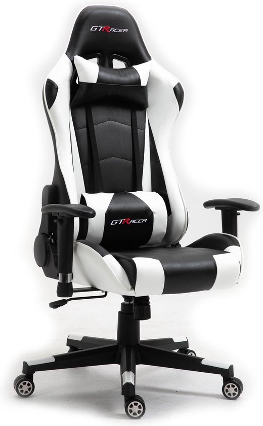 GTRacer Pro - Gaming Stoel - Ergonomisch Bureaustoel - Verstelbaar - Racing Chair - Zwart/Wit