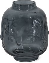 Glazen vaas gezicht antraciet - Kolony - glazen vaas - 18x18x20cm