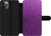 Bookcase Geschikt voor iPhone 11 Pro Max telefoonhoesje - Glitter - Roze - Design - Abstract - Met vakjes - Wallet case met magneetsluiting
