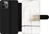 Bookcase Geschikt voor iPhone 11 Pro Max telefoonhoesje - Verf - Minimalisme - Zwart - Met vakjes - Wallet case met magneetsluiting
