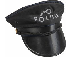 PartyXplosion Politiepet voor kinderen - zwart/blauw - Politie thema verkleed accessoires