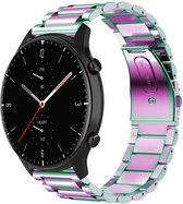 Stalen Smartwatch bandje - Geschikt voor Strap-it Amazfit GTR 2 stalen band - regenboog - GTR 2 - 22mm - Strap-it Horlogeband / Polsband / Armband