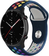 Siliconen Smartwatch bandje - Geschikt voor Strap-it Amazfit GTR 2 sport band - donkerblauw kleurrijk - GTR 2 - 22mm - Strap-it Horlogeband / Polsband / Armband