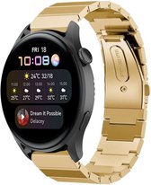 Stalen Smartwatch bandje - Geschikt voor  Huawei Watch 3 - Pro metalen bandje - goud - Strap-it Horlogeband / Polsband / Armband