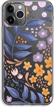 Case Company® - iPhone 11 Pro Max hoesje - Flowers with blue leaves - Soft Cover Telefoonhoesje - Bescherming aan alle Kanten en Schermrand