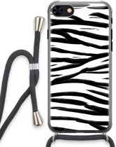 Case Company® - iPhone 8 hoesje met Koord - Zebra pattern - Telefoonhoesje met Zwart Koord - Extra Bescherming aan alle Kanten en Over de Schermrand