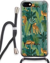 Case Company® - iPhone SE 2020 hoesje met Koord - Luipaard 2 - Telefoonhoesje met Zwart Koord - Extra Bescherming aan alle Kanten en Over de Schermrand