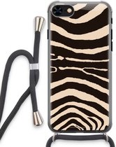 Case Company® - iPhone 7 hoesje met Koord - Arizona Zebra - Telefoonhoesje met Zwart Koord - Extra Bescherming aan alle Kanten en Over de Schermrand