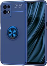 Realme 8i Hoesje Magnetische Ring Kickstand Blauw