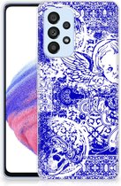 Back Case TPU Siliconen Hoesje Geschikt voor Samsung Galaxy A53 5G Smartphone hoesje Angel Skull Blue