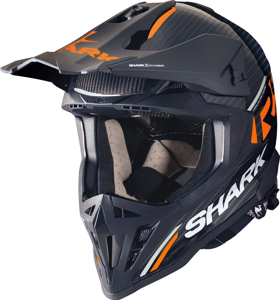 SHARK VARIAL RS CARBON FLAIR Motorhelm crosshelm Carbon Oranje Carbon - Maat XS