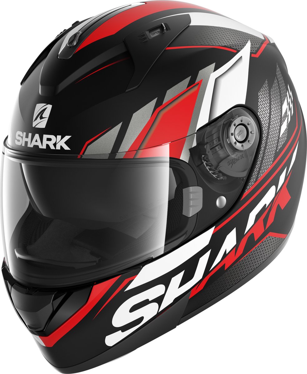 SHARK RIDILL 1.2 PHAZ Motorhelm integraalhelm Mat Zwart Rood Wit - Maat S
