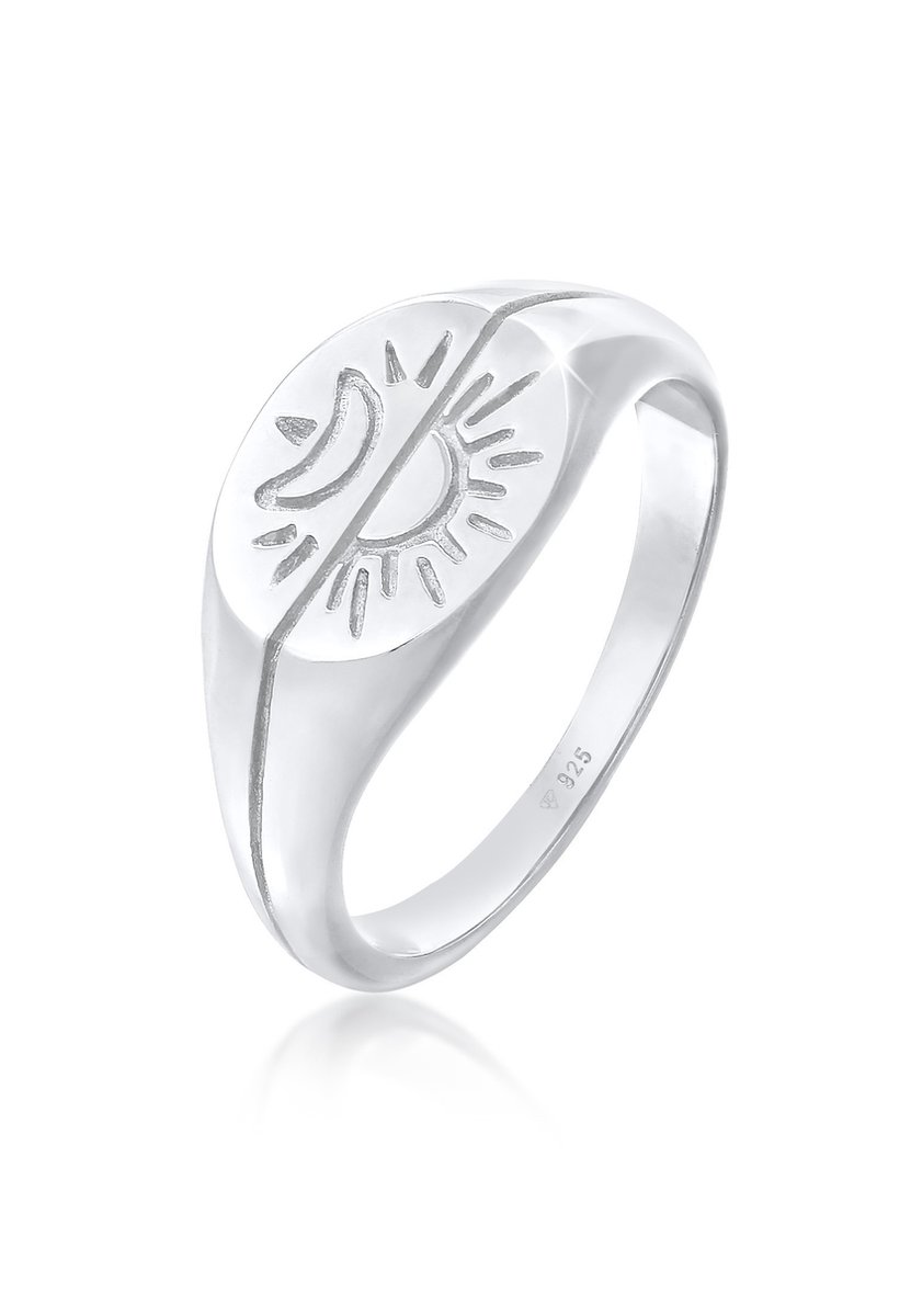 Elli - Ring - Dames zegelring Zon Maan Astro Boho Trend Blogger in 925 Sterling Zilver - Dames