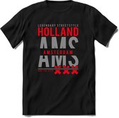 Amsterdam - Holland | TSK Original & vintage | T-Shirt Heren - Dames | Zilver - Rood | Perfect Cadeau Shirt | Grappige Spreuken - Zinnen - Teksten | Maat S