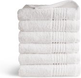 Bol.com Seashell Supreme Handdoek - 650 gram/m2 - 100% Egyptisch Katoen - White - 6 stuks - 50x100cm aanbieding