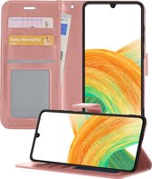 Hoesje Geschikt voor Samsung A33 Hoesje Book Case Hoes Portemonnee Cover Walletcase - Hoes Geschikt voor Samsung Galaxy A33 Hoes Bookcase Hoesje - Rosé goud