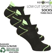Norfolk - Hardlopen - Eco-vriendelijke Repreve® - 3 paar - Low Cut Sportsokken - Hardloopsokken - Zwart - Maat 43-46 - Caretta