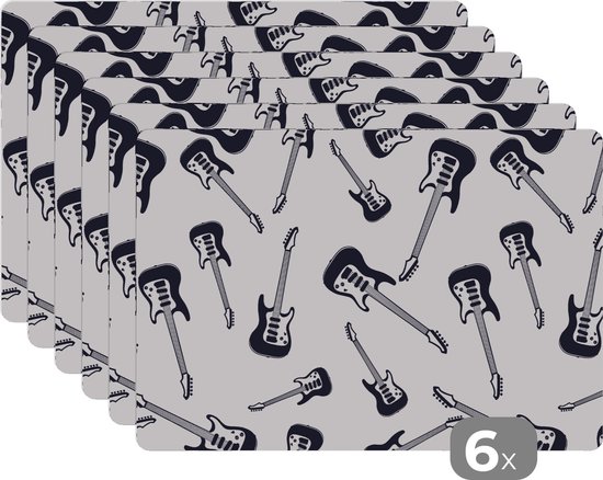 Set de table - Ado - Guitare - Musique - Motifs - 45x30 cm - 6 pièces - Résistant à la chaleur - Antidérapant - Coussinet - Amovible