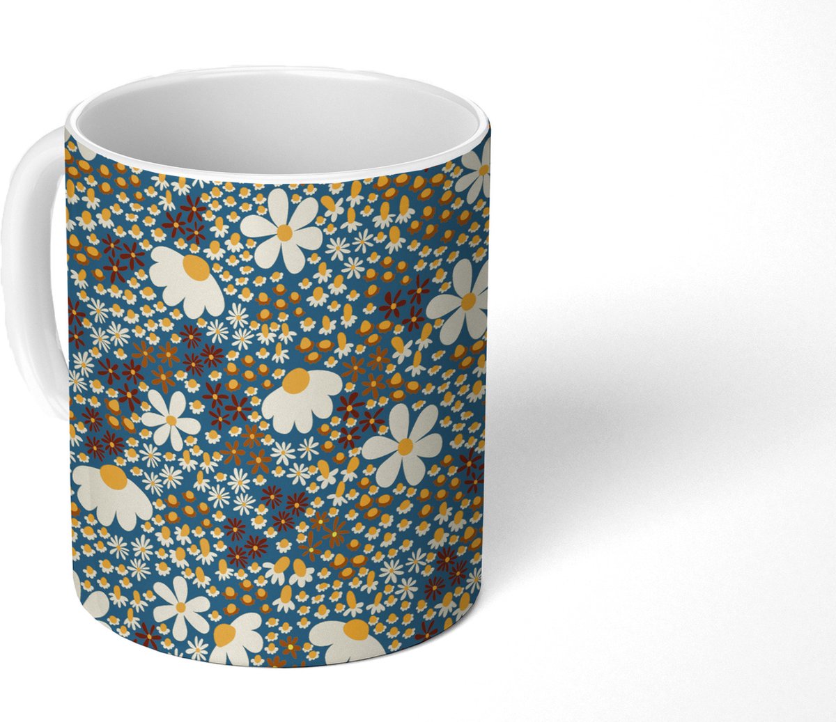 Mok - Koffiemok - Bloemen - Patroon - Madelief - Mokken - 350 ML - Beker - Koffiemokken - Theemok