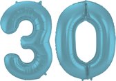 Folieballon 30 jaar metallic pastel blauw mat 86cm