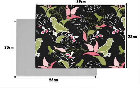 Planche à découper en Verres - 39x28 - Jungle - Vogel - Motifs - Planches à découper en Glas