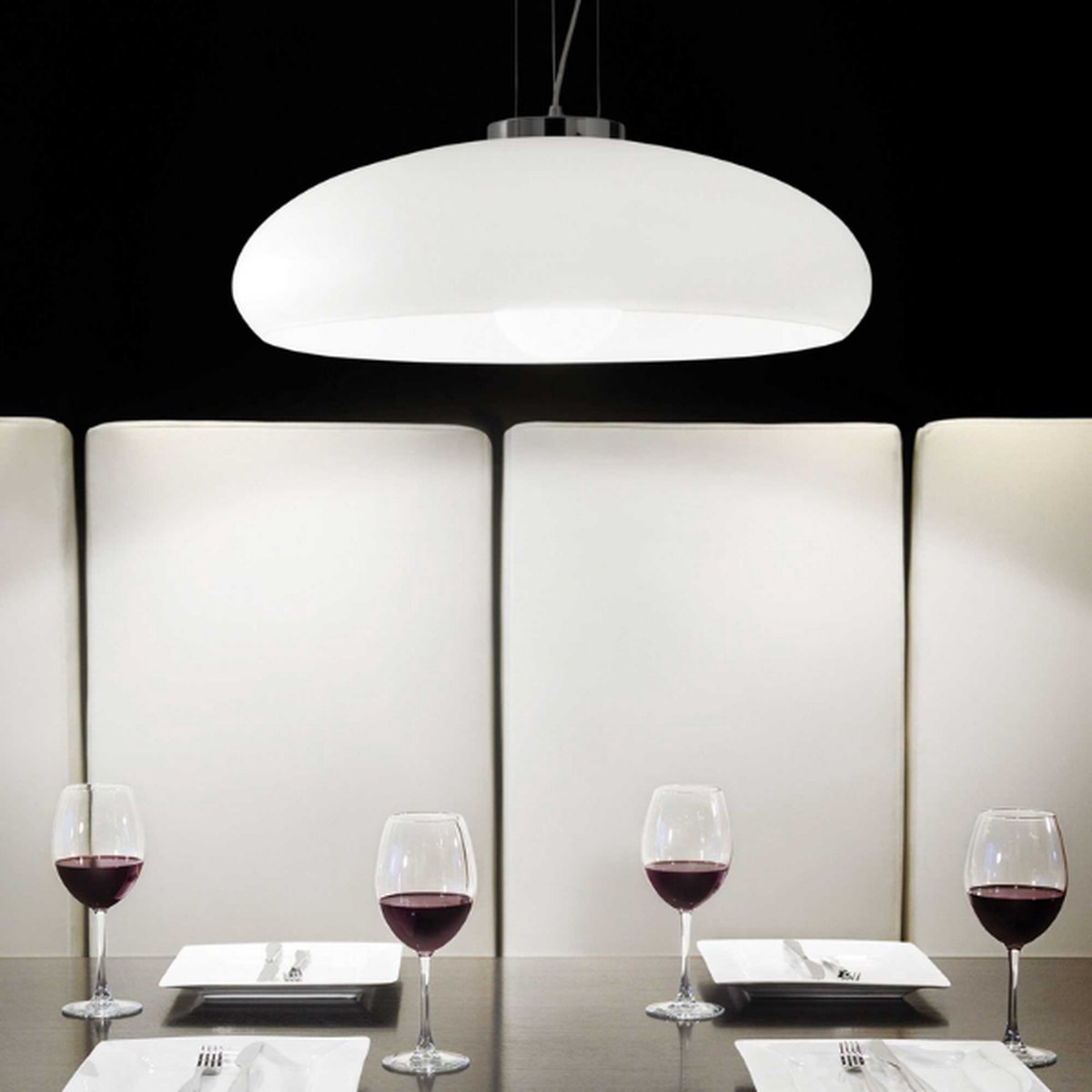 Ideal Lux - Aria - Hanglamp - Metaal - E27 - Wit - Voor binnen - Lampen - Woonkamer - Eetkamer - Keuken