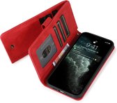 Mobiq - Zacht Leren iPhone 13 Wallet Hoesje - rood