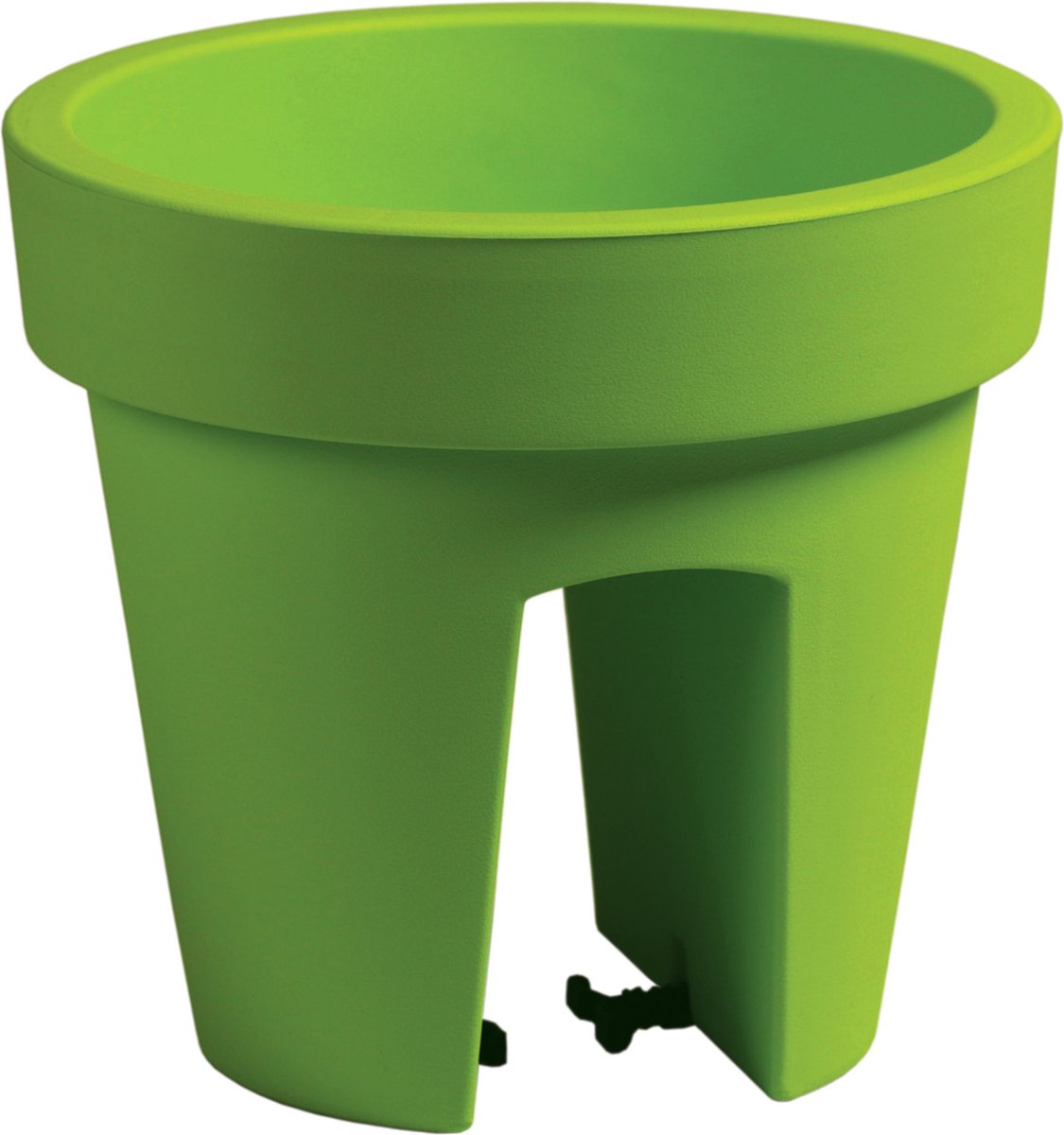 Balkon plantenpot/bloempot - limegroen - 5 liter - kunststof - D25 x H23 cm - met relingklem
