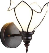 LumiLamp Wandlamp Tiffany 23*17*19 cm E27/max 1*40W Wit, Bruin Glas, Metaal Muurlamp Sfeerlamp Tiffany Lamp