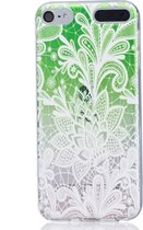 Peachy Clear Dainty White Lace Fabric iPod Touch 5 6 7 Case Silicone Case Cover TPU