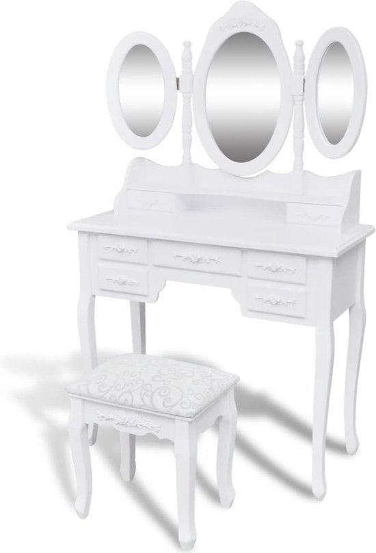 Coiffeuse avec chaise et trois miroirs | bol.com