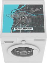 Wasmachine beschermer mat - Plattegrond - Harlingen - Grijs - Blauw - Breedte 55 cm x hoogte 45 cm - Stadskaart