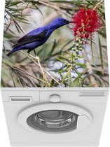 Wasmachine beschermer mat - Purperen suikervogel nippend van een rode bloem - Breedte 60 cm x hoogte 60 cm