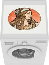 Wasmachine beschermer mat - Vrouw - Art nouveau - Pastel - Breedte 55 cm x hoogte 45 cm