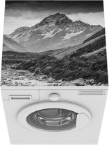 Wasmachine beschermer mat - Nieuw-Zeeland - Berg - Zwart - Wit - Breedte 60 cm x hoogte 60 cm