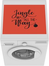Wasmachine beschermer mat - Kerst quote Jingle all the way rode achtergrond - Breedte 55 cm x hoogte 45 cm