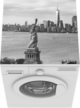 Wasmachine beschermer mat - World Trade Center - Vrijheidsbeeld - Zwart - Wit - Breedte 60 cm x hoogte 60 cm