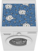 Wasmachine beschermer mat - Blauw - Bloemen - Patroon - Breedte 55 cm x hoogte 45 cm