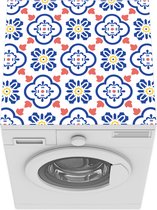 Wasmachine beschermer mat - Bloem - Blauw - Rood - Patroon - Breedte 60 cm x hoogte 60 cm