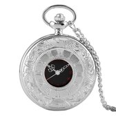 Zakhorloge Quartz Zilver – Pocket watch Met ketting - Quartz zakhorloge met cijfers