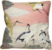 SVJ Home Decorations Kraanvogel Sierkussen - 45 x 45 cm - Fluweel - Roze