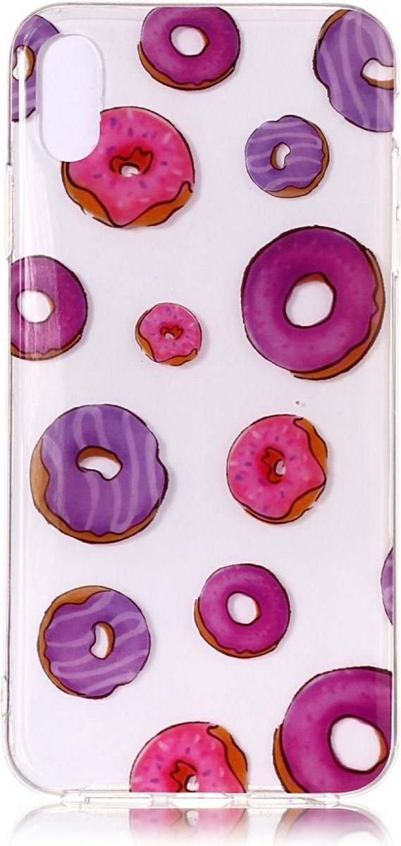 Peachy Donuts Flexibel TPU Hoesje geschikt voor iPhone XS Max - Roze Paars