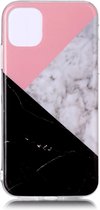 Peachy Marmer Patroon Natuursteen Roze Wit Zwart Hoesje Case iPhone 11
